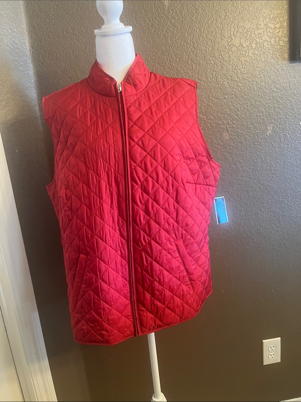 Karen Scott Red Quilted Sleeveless Vest